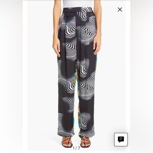 Simon Miller Satin Echo High Waist Wide Leg Psychedelic Floral Trouser Pants